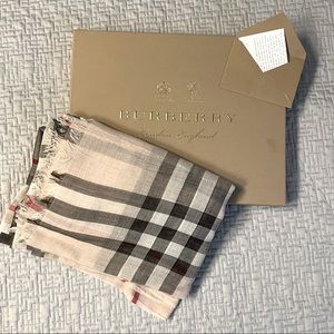 Burberry Lightweight Check Wool and Silk Scarf